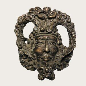 Bergamot Brass Works Belt Buckle Aztec Warrior Face with Headdress Vintage